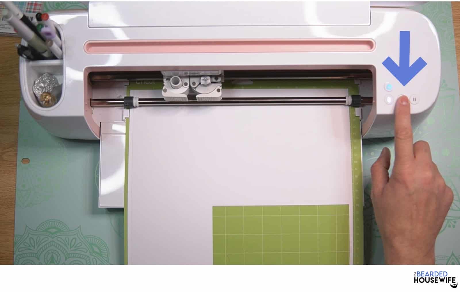 begin the cut by pressing the flashing "C" button