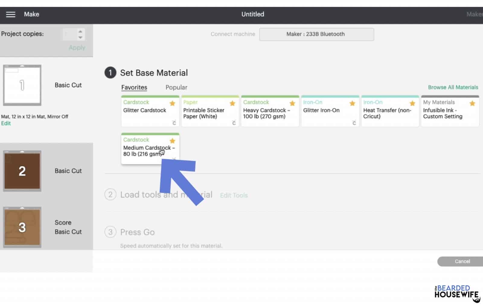 make your material selections