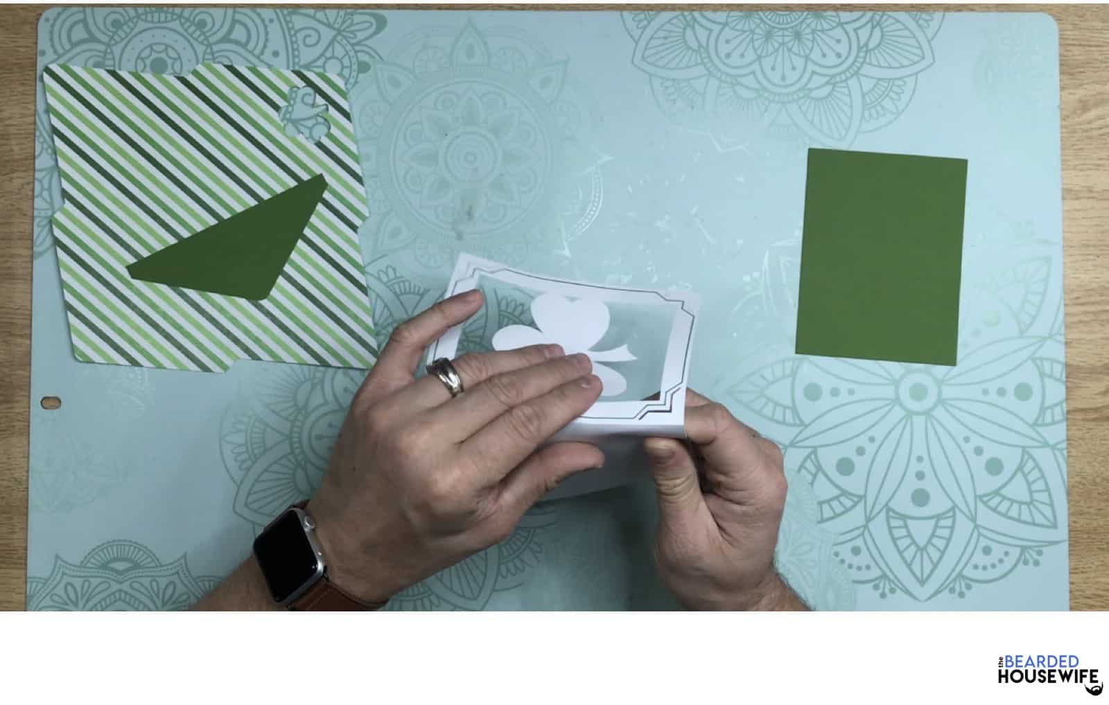 fold along the score line of the card base