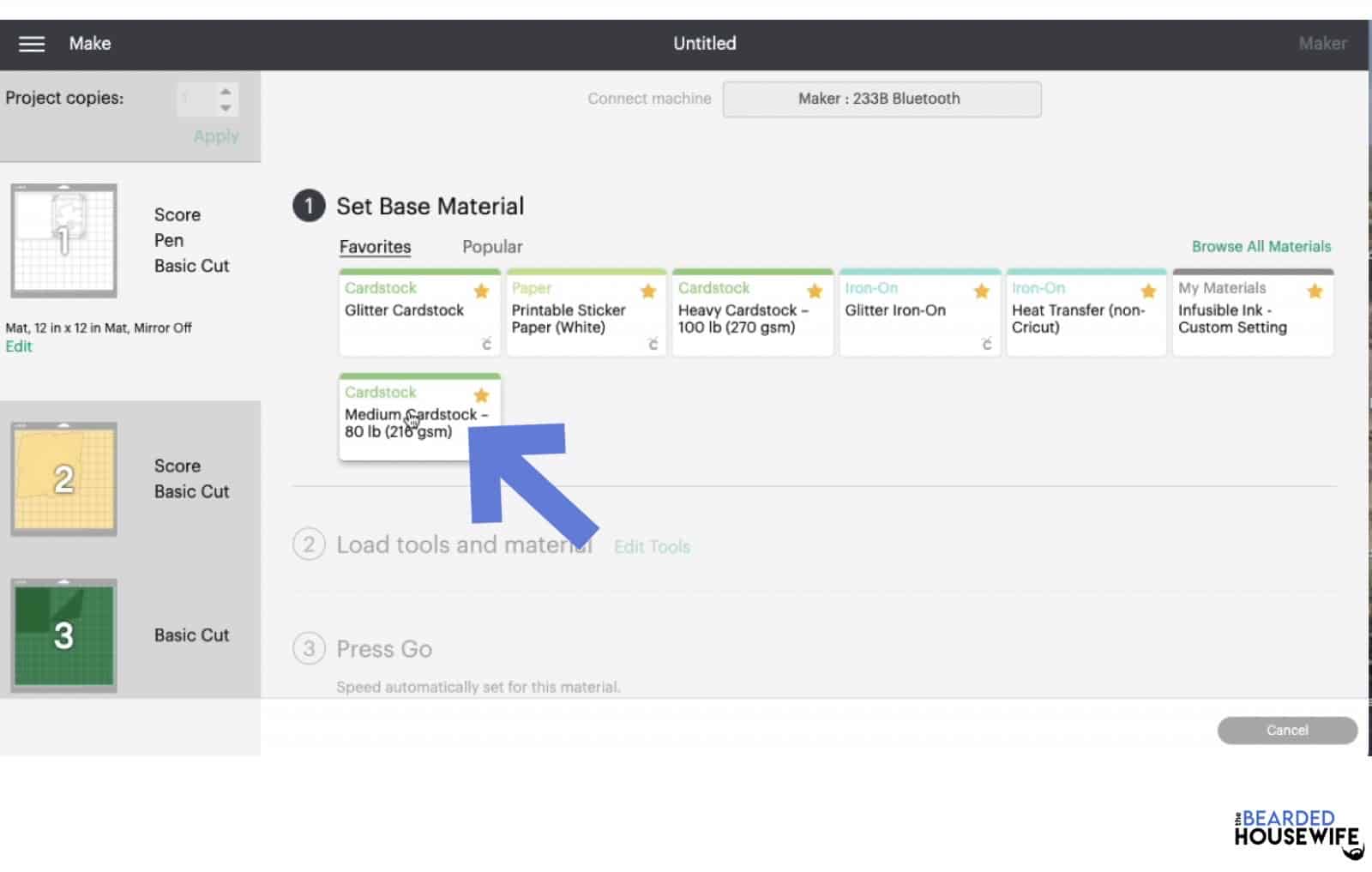 make your material selections