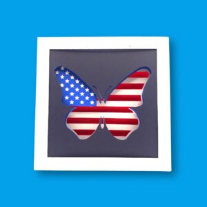 208. Patriotic Butterfly Shadow Box