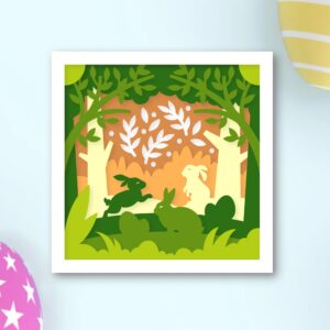600. Bunnies in the Woods Shadow Box