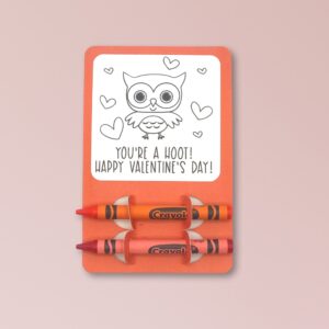 Owl Valentine Coloring Card
