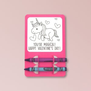 Unicorn Valentine Coloring Card