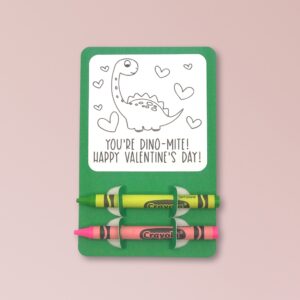 Dinosaur Valentine Coloring Card