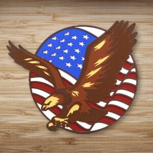 200. Eagle and American Flag Layered Paper Craft
