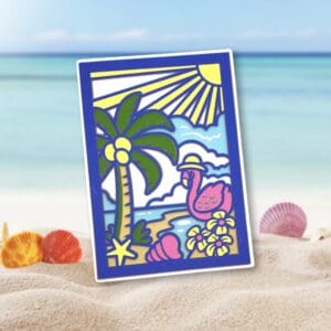 224. Summer Flamingo Layered Card