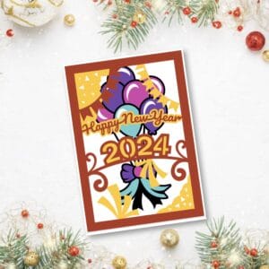 487. Happy New Year 2024 Layered Card