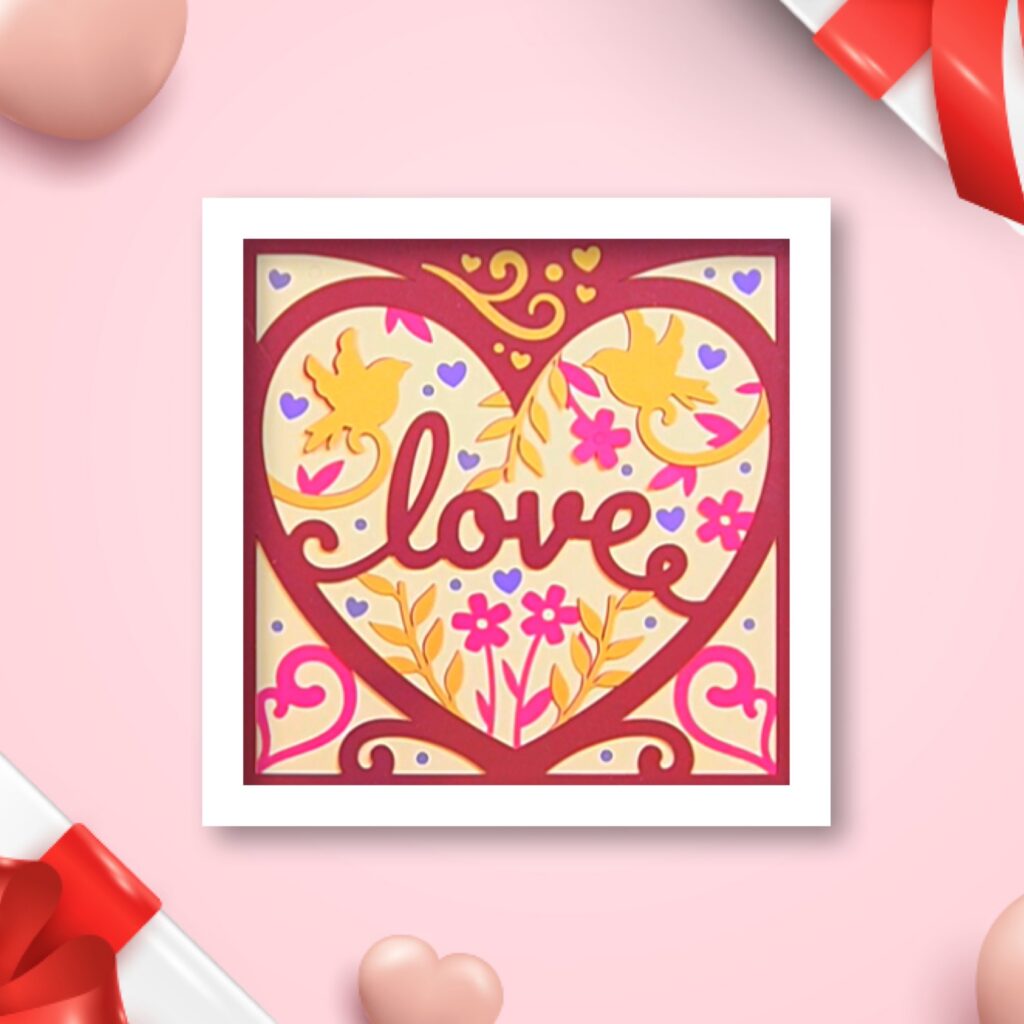 Love Doves in Shadowbox 6x6