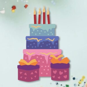 530. Birthday Cake and Gifts Layered Paper Craft