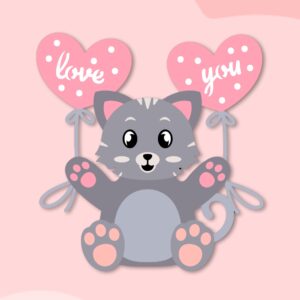 539. Kitty Valentine Layered Paper Craft