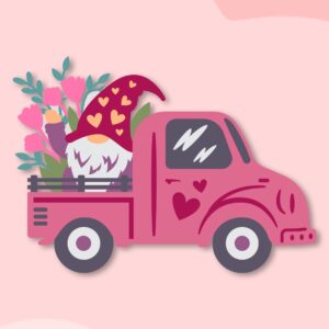 538. Gnome in the Love Truck Layered Paper Craft