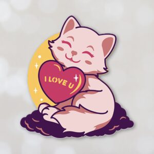 567. I Love You Cat Layered Paper Craft