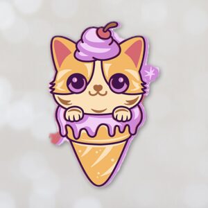 568. Kitty Cat Ice Cream Cone Layered Paper Craft