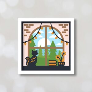 571. Cat by the Window Shadow Box