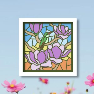 611. Stained Glass Hummingbird Shadow Box