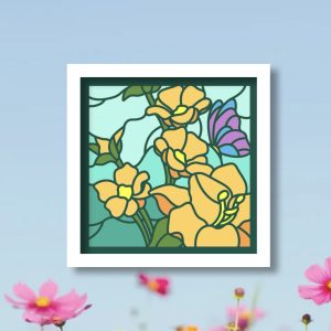 609. Stained Glass Butterfly Shadow Box