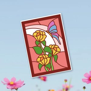613. Flowers and Butterfly Layered Card