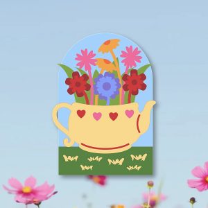 624. Teapot of Flowers Box Card