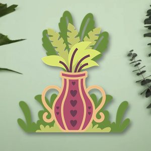809. Plants in the Vase Layered Paper Craft