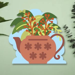 808. Plants in the Teapot Layered Paper Craft