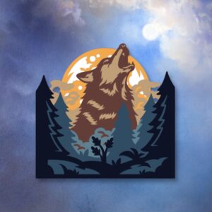 908. Howling Wolf Layered Paper Craft