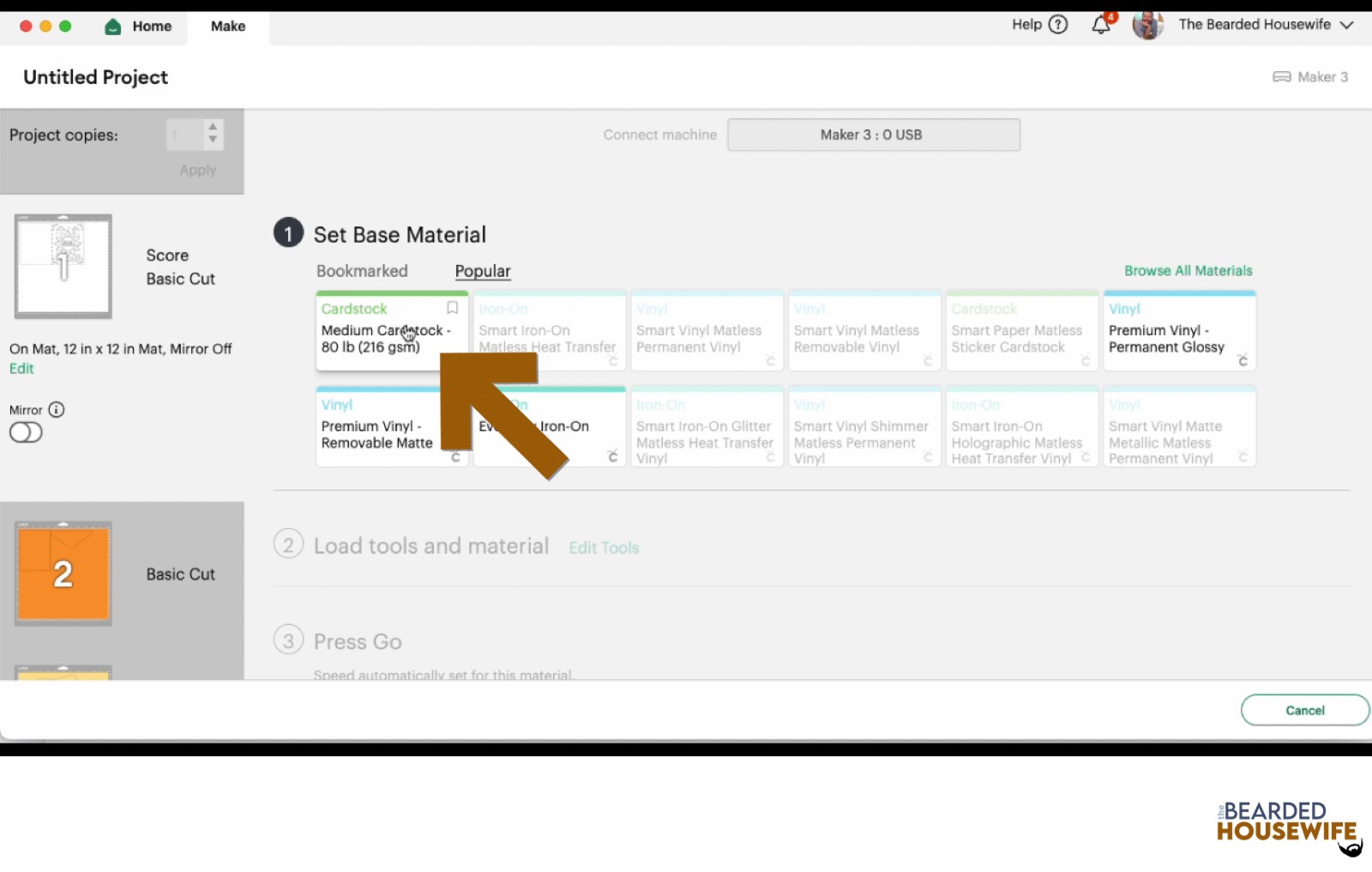 make your material selections