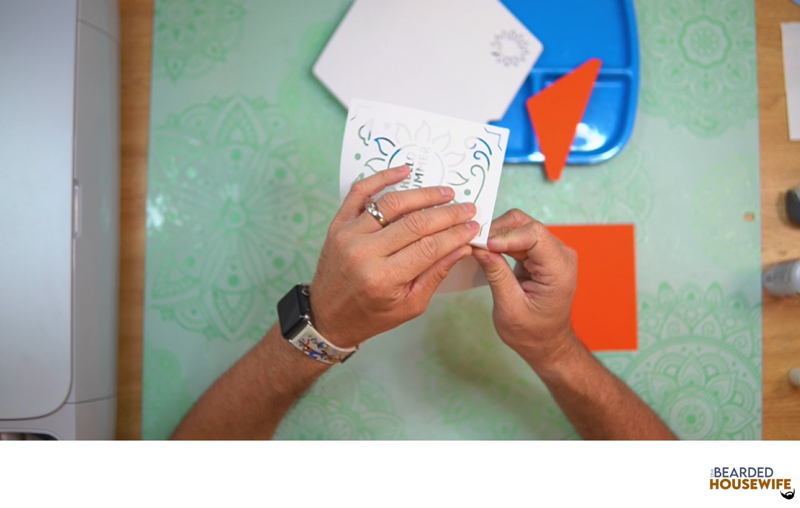 fold the card base along the score line