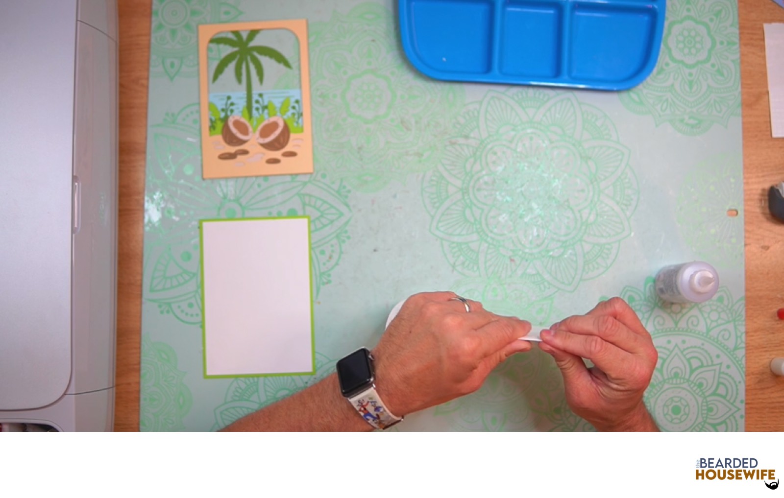 fold the card base along the score line