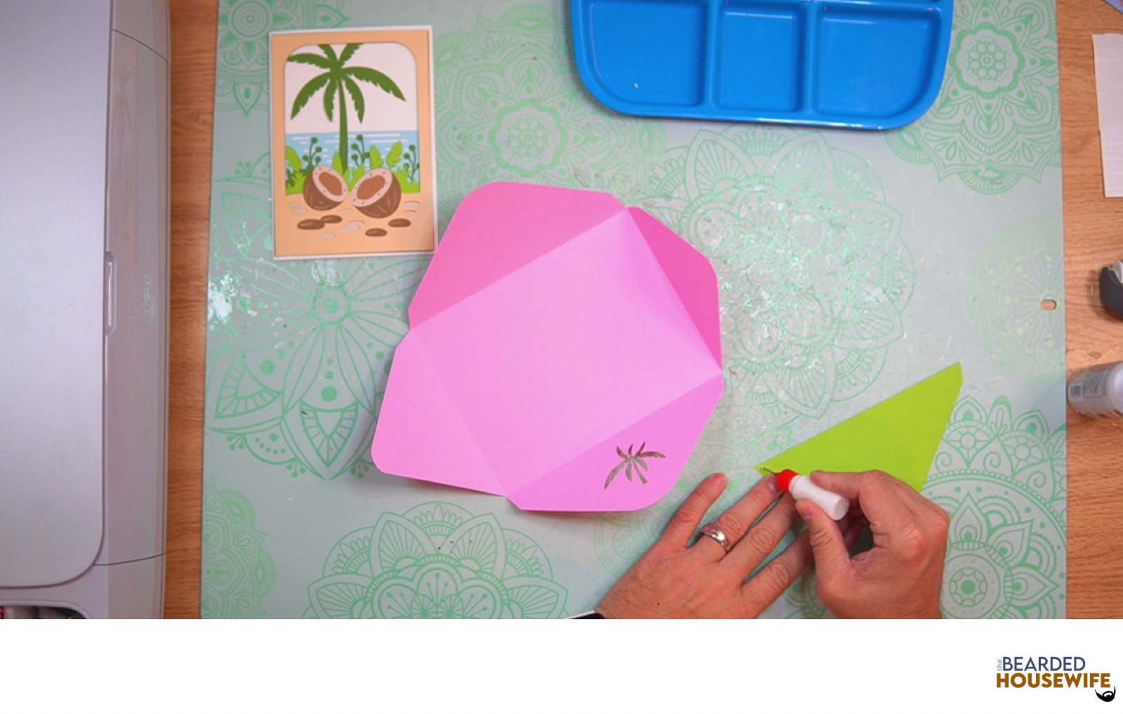 add glue along the outer edge of the inlay