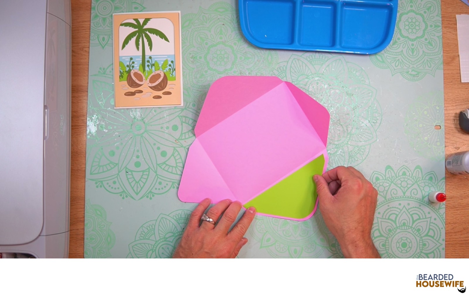 add the inlay over the cutout on the envelope flap