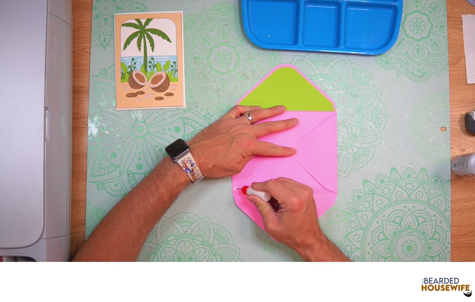 add glue to the bottom of the side flaps