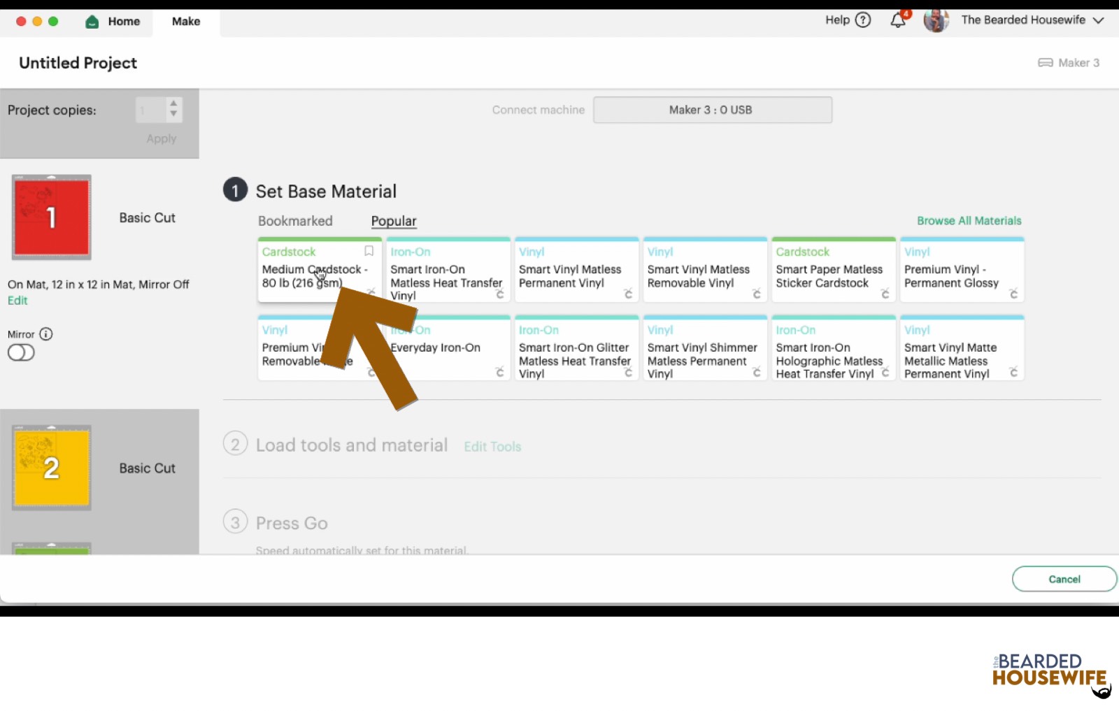 make your material selections