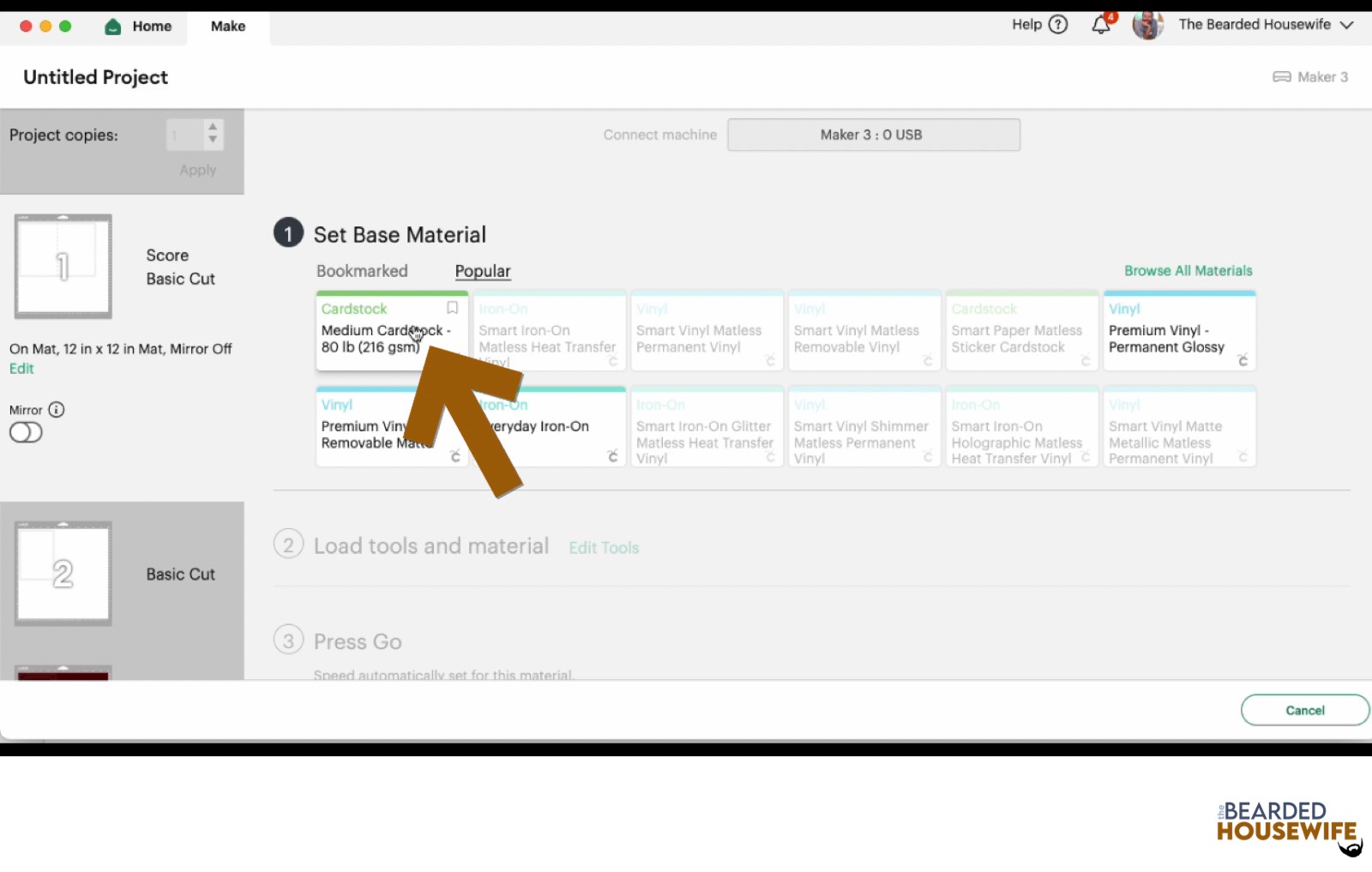 make your material selections