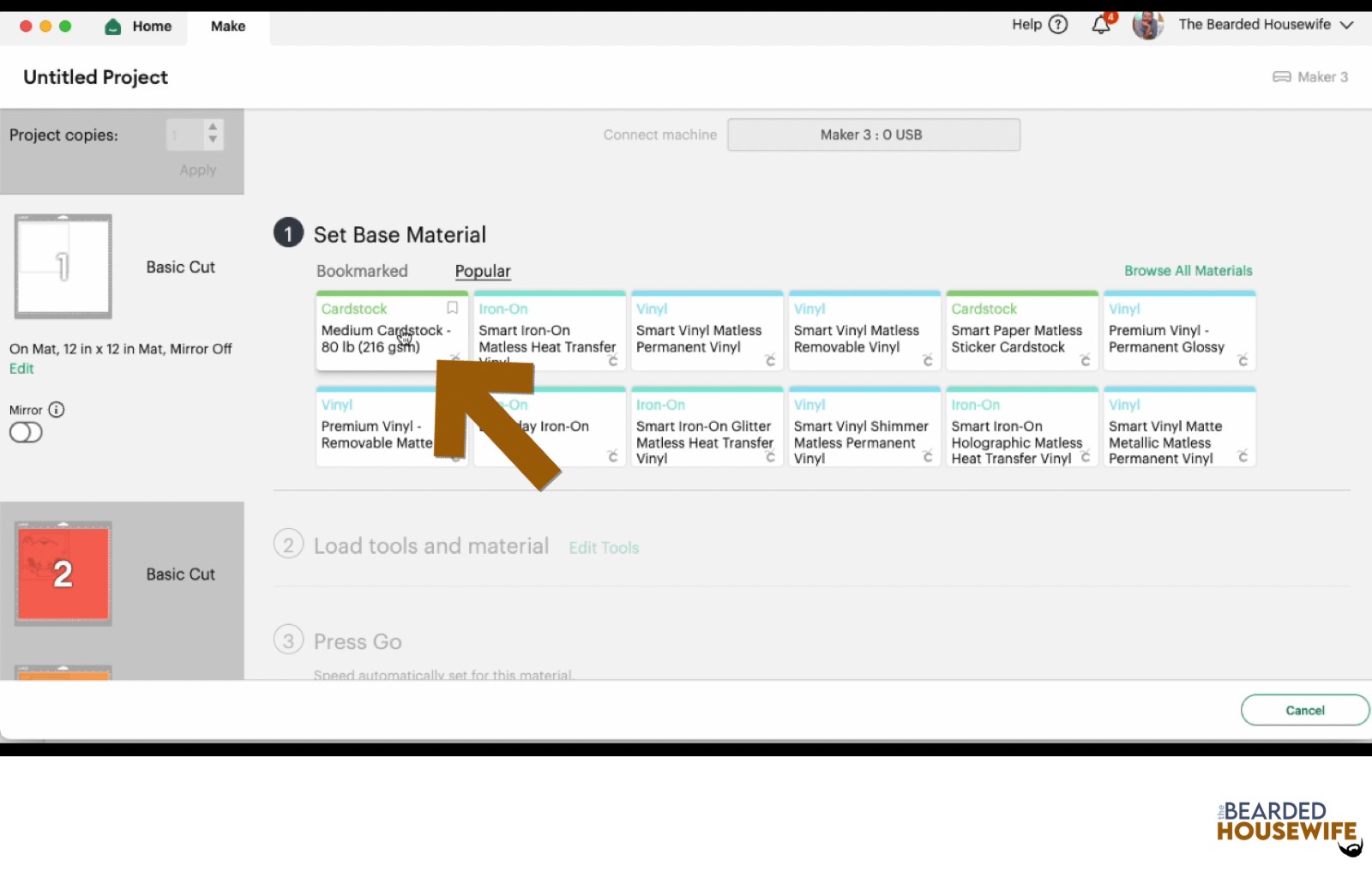 make your material selections