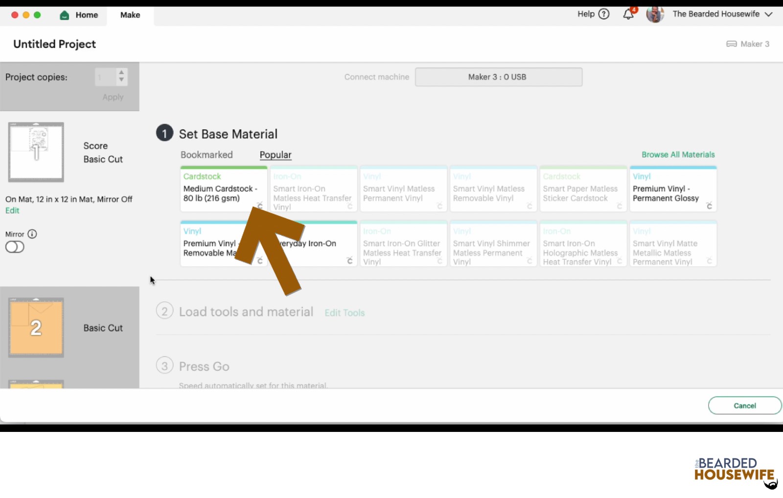 make your material selections