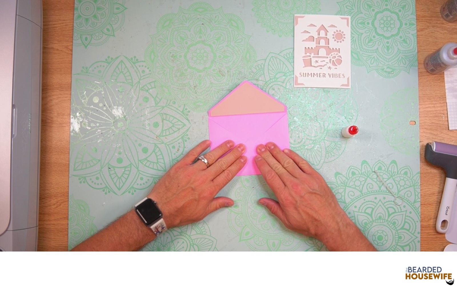 bring the bottom of the side flaps up to form the envelope