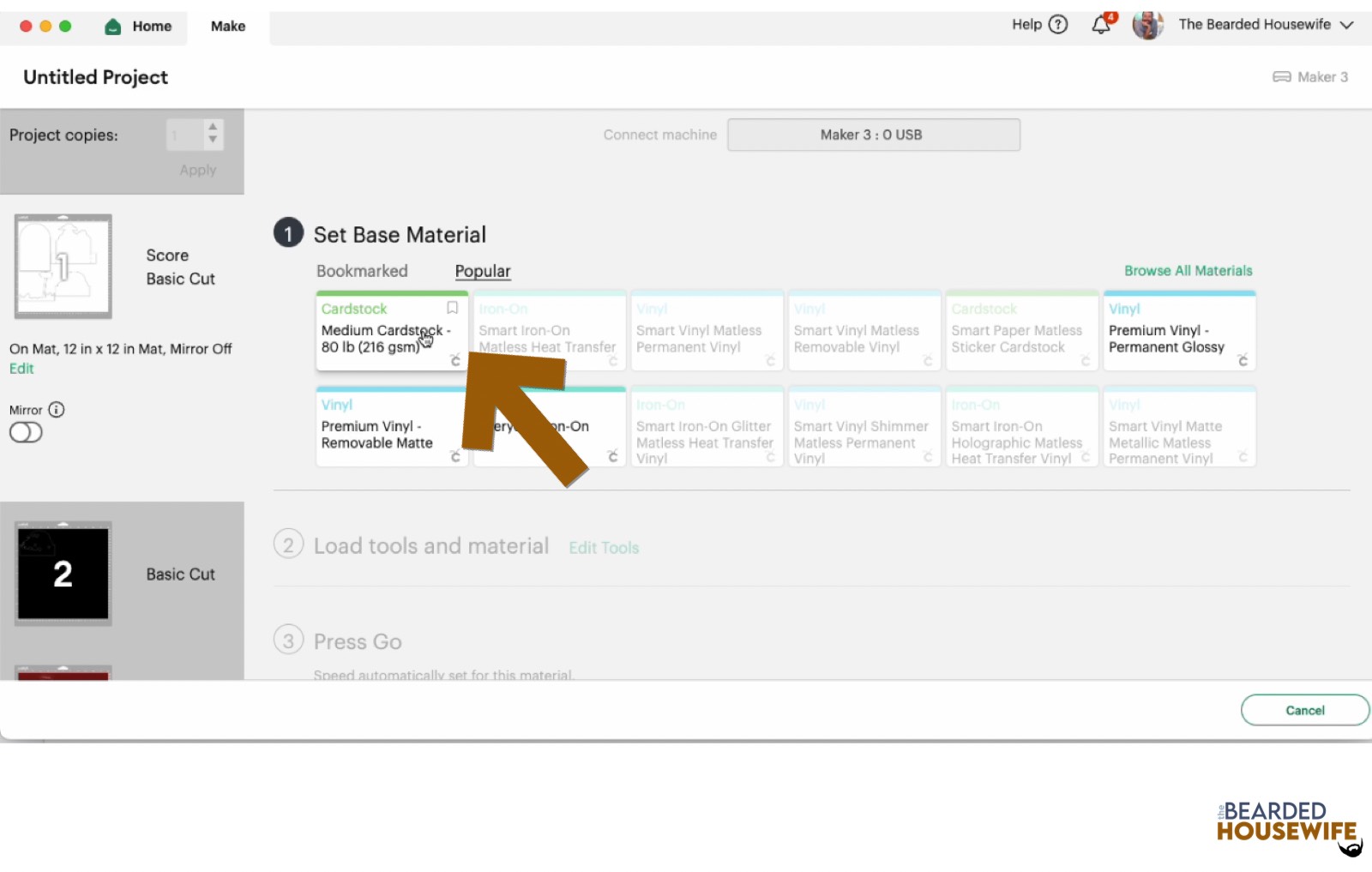 make your material selections