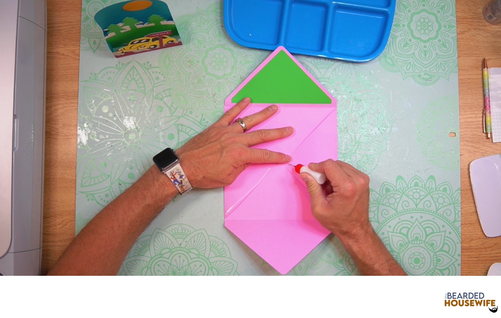 add glue to the bottom of the side flaps