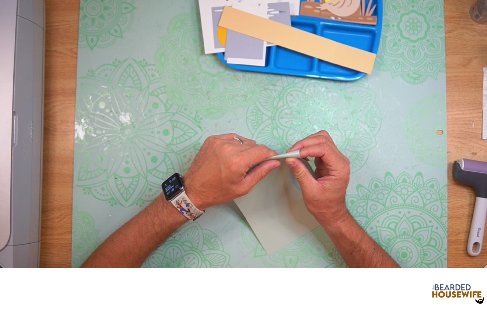 fold the card base along the score lines