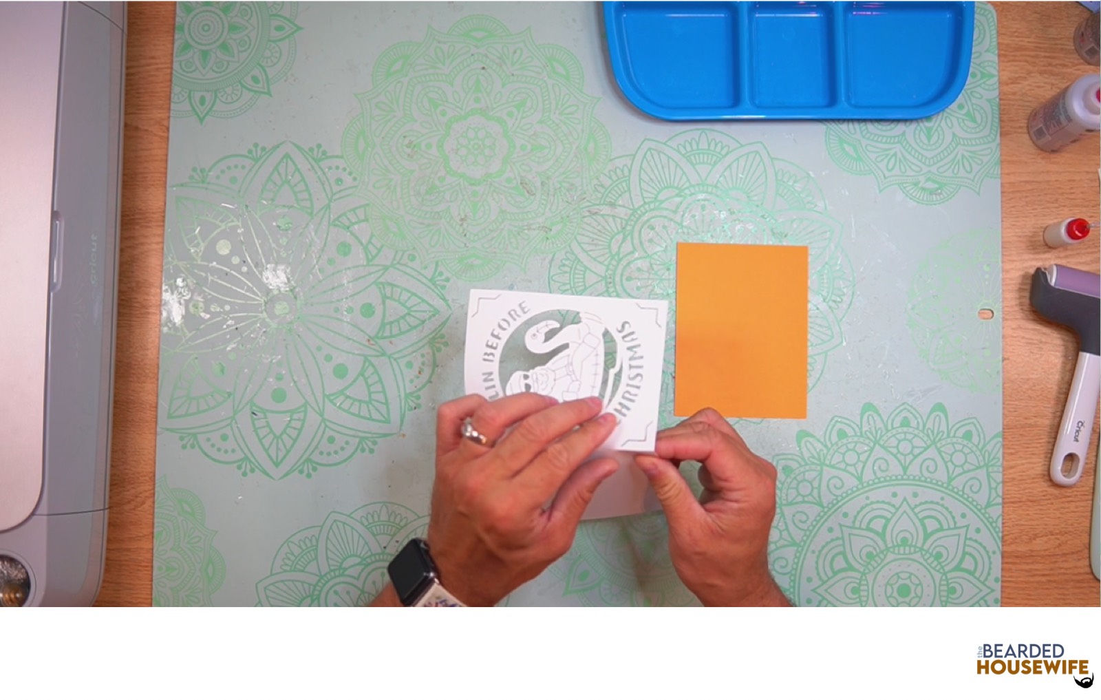 fold the card base along the score line