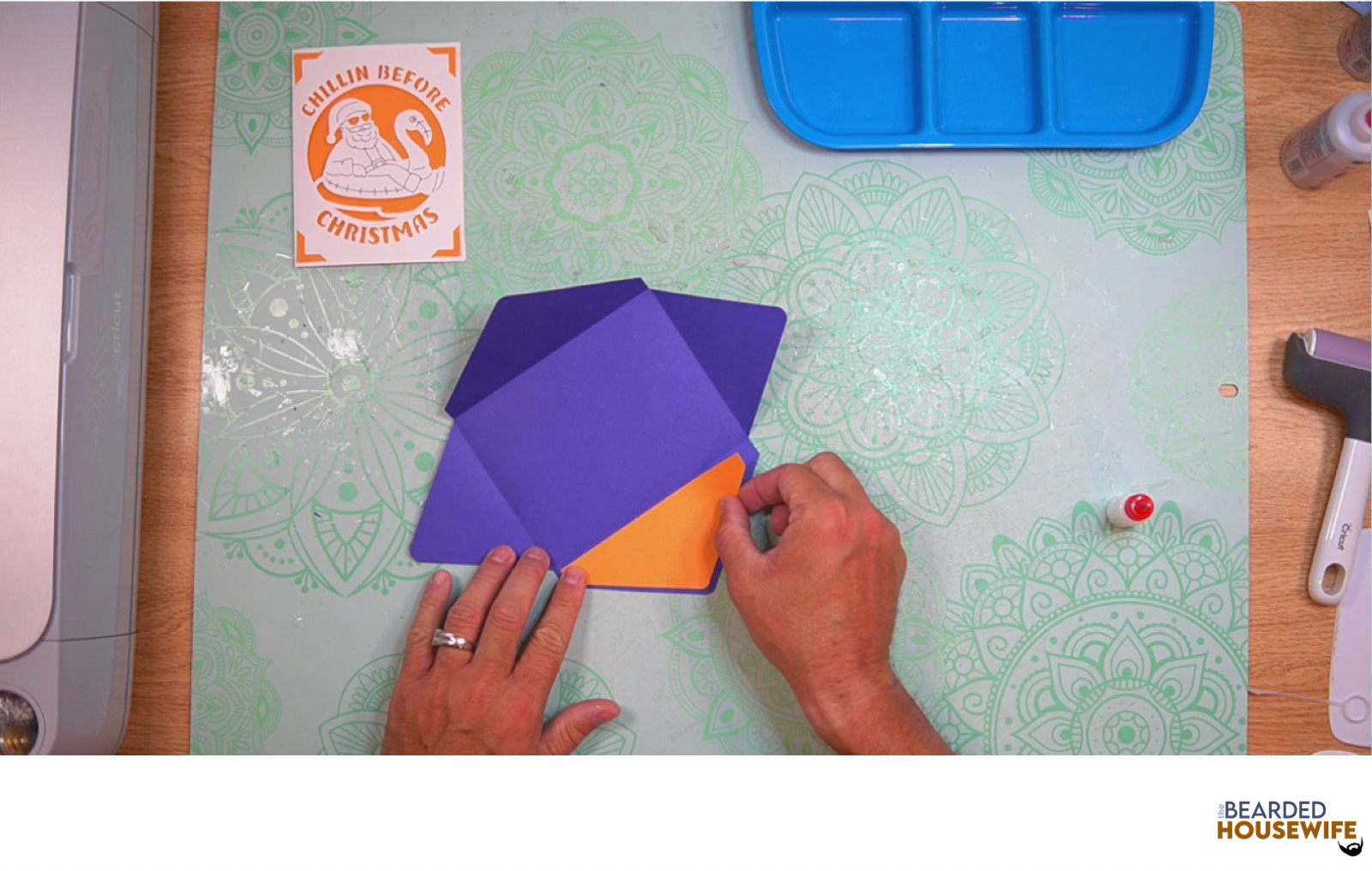 add inlay over the cutout on the envelope flap