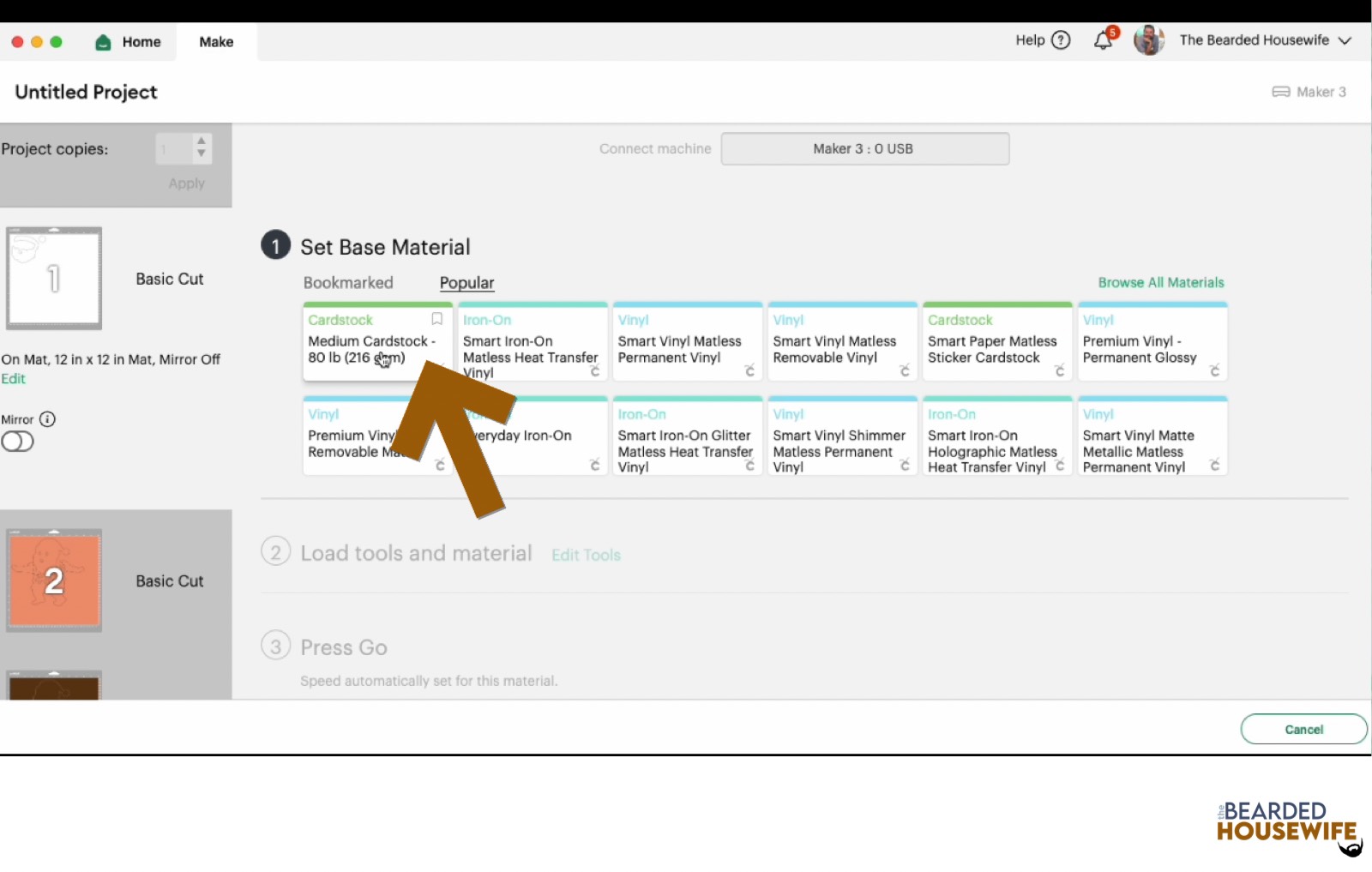 make your material selections