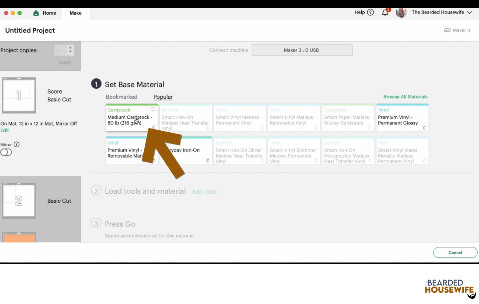 make your material selections
