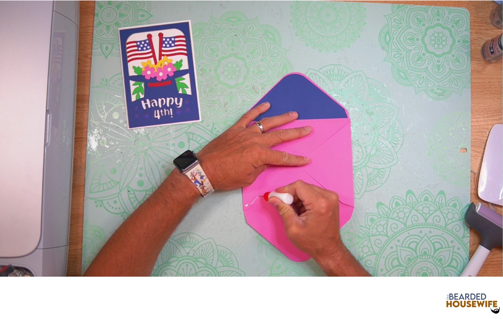 add glue to the bottom of the side flaps