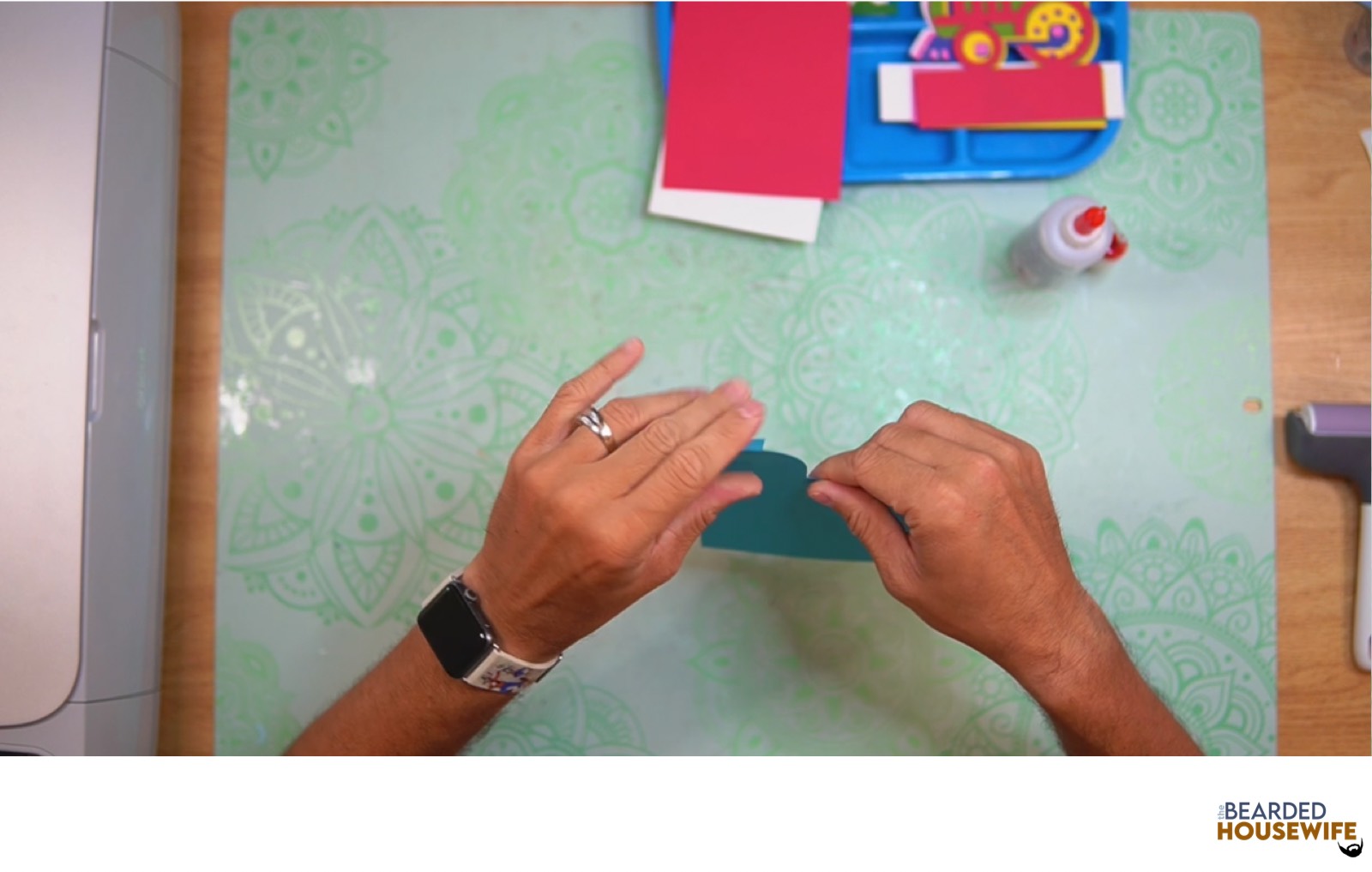 fold the card base along the score lines