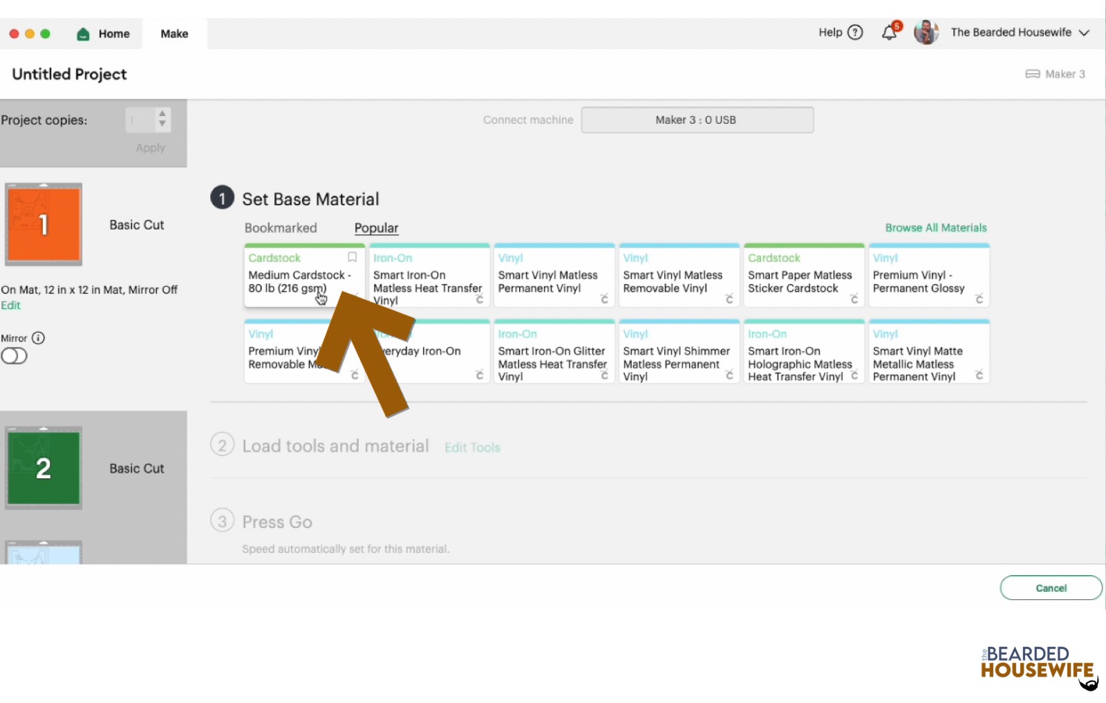 make your material selections