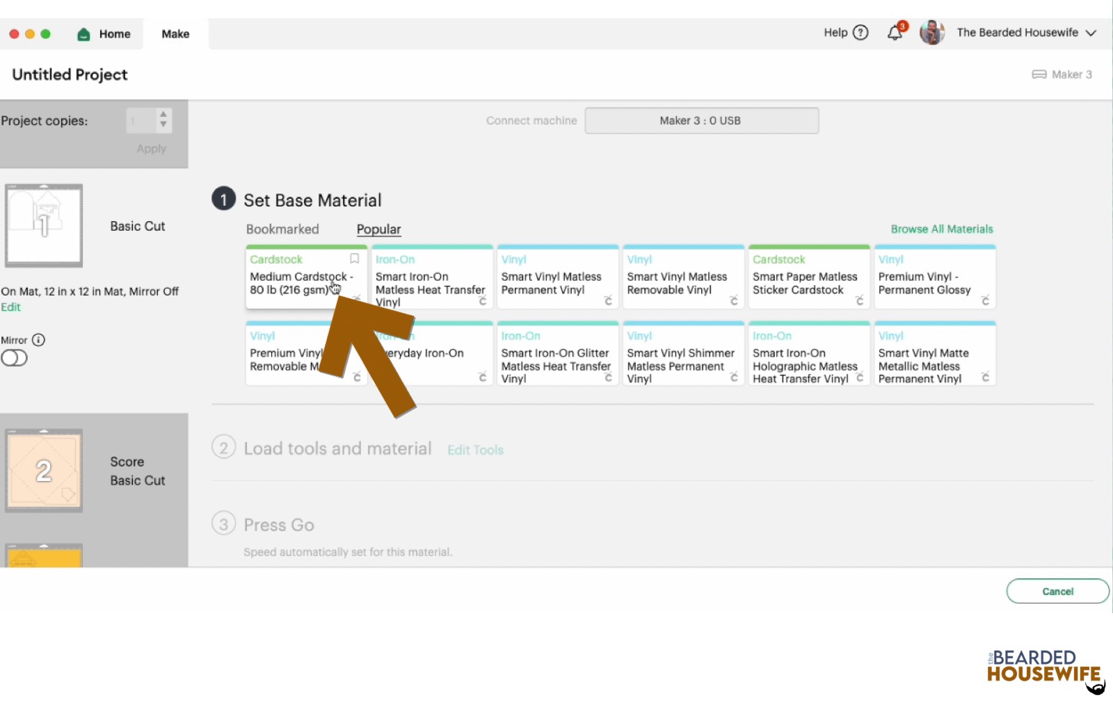 make your material selections