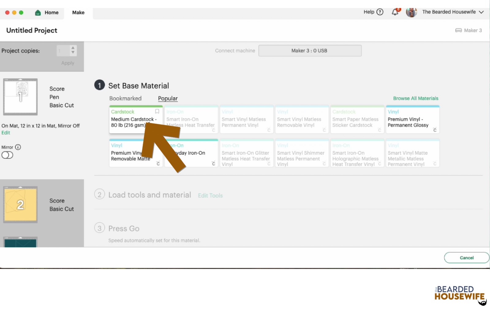 make your material selections