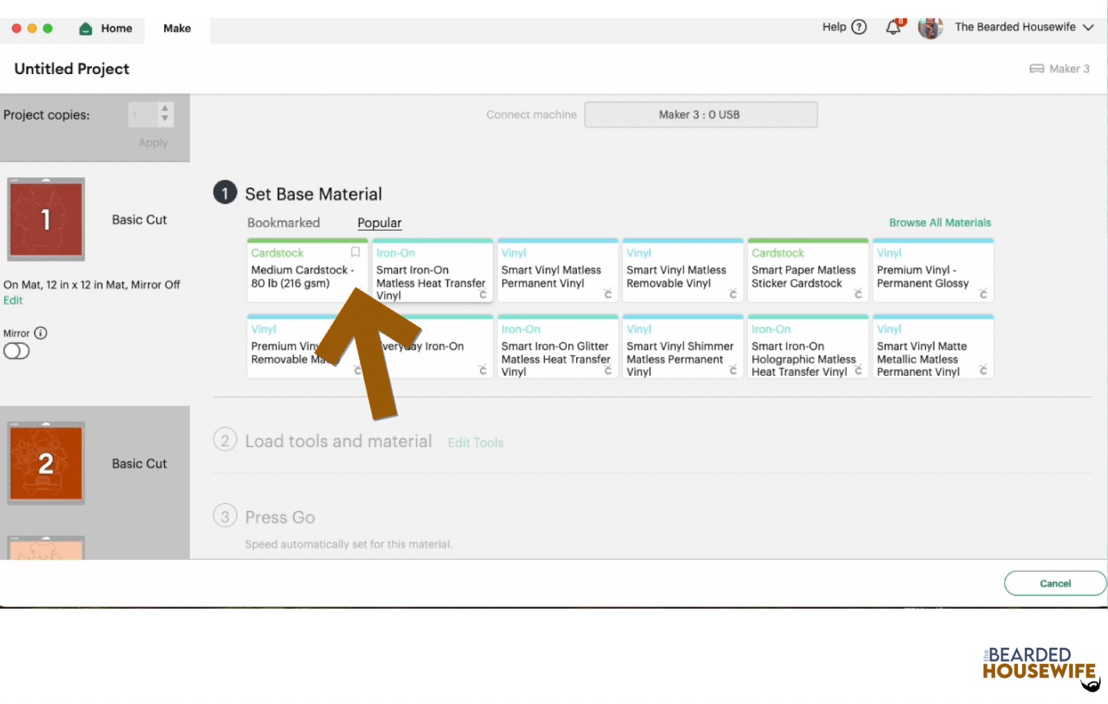make your material selections
